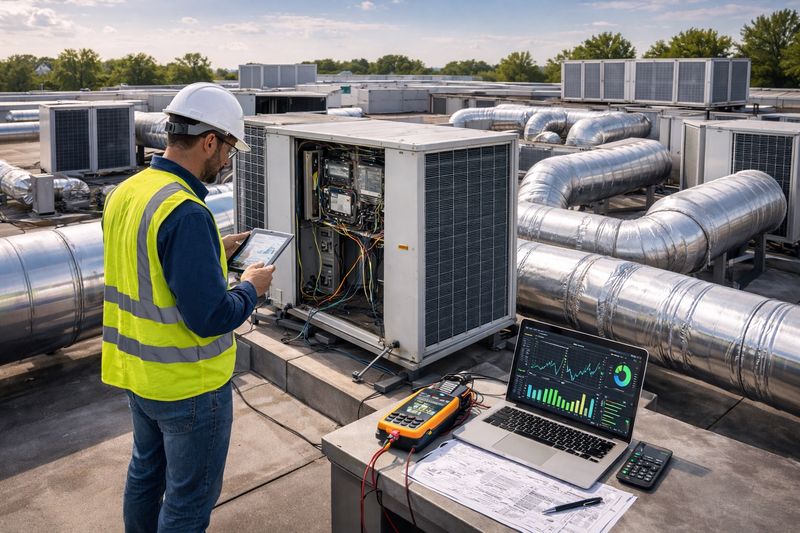 Commercial rooftop HVAC units optimized for energy efficiency